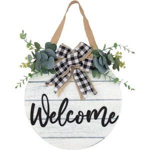 3D Welcome Wreaths| White Horizontal Concave Stripes Wooden Wreaths